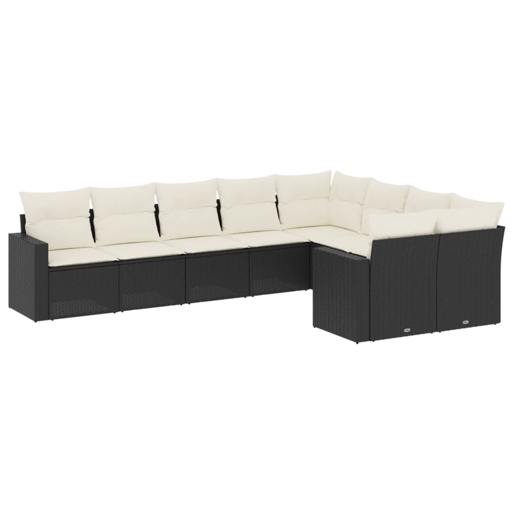 Garden Sofa Set Black PE rattan Large Adjustable Feet