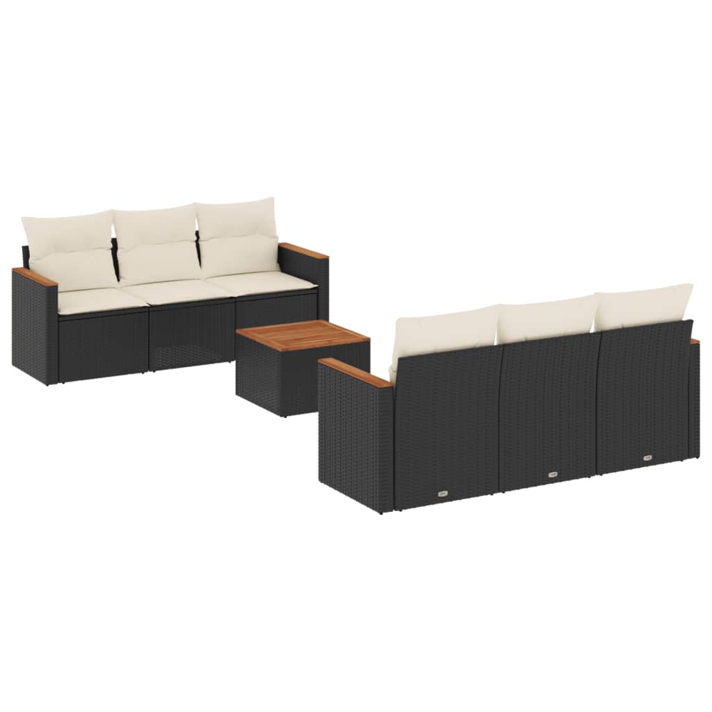 Garden Sofa Set Black PE Rattan 7 Piece Set Modular