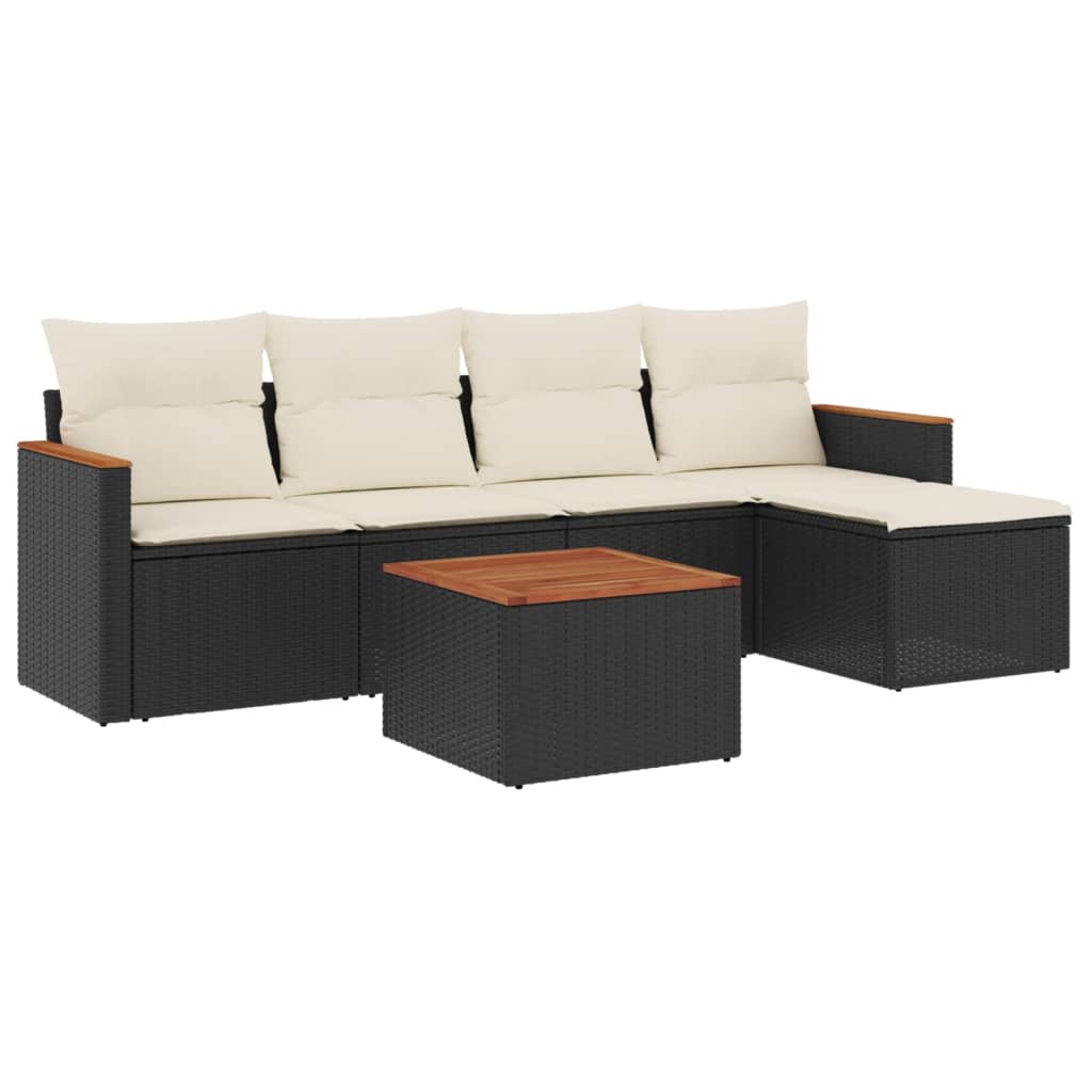 Garden Sofa Set Black PE rattan 6 Piece Modular Garden Sofa Set