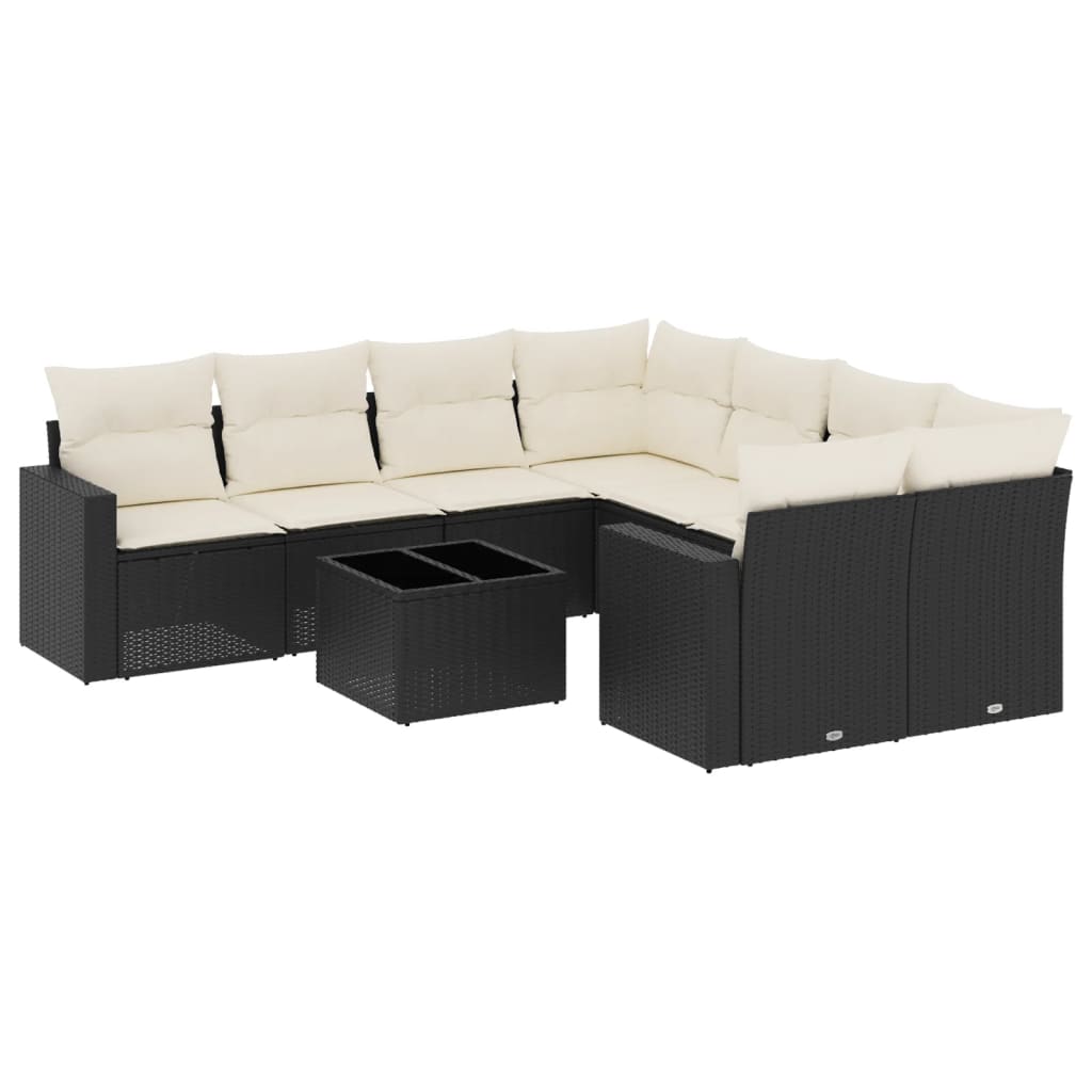 Garden Sofa Set Black PE Rattan Large Modular Garden Sofa Set