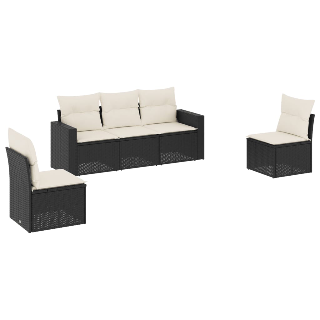 Garden Sofa Set Black PE rattan Large Adjustable Feet