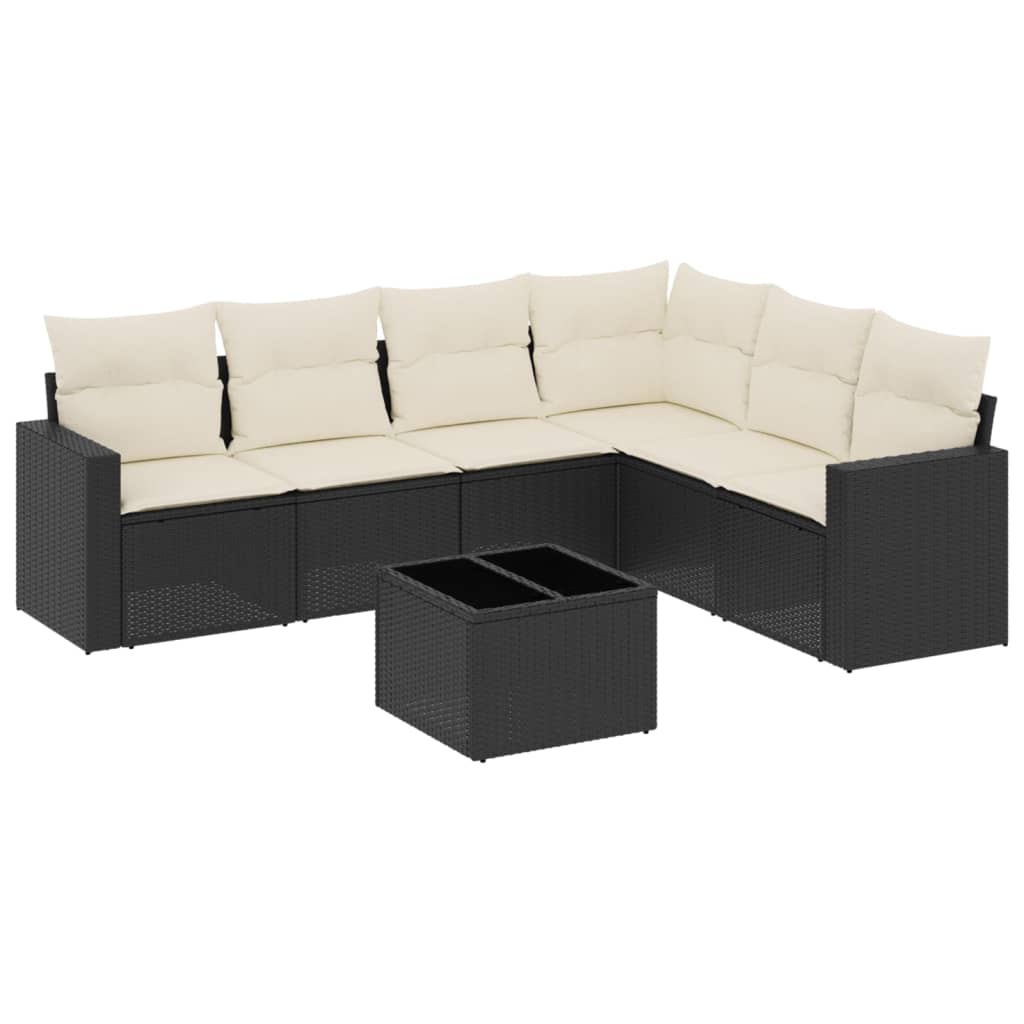 Garden Sofa Set Black PE Rattan Large Adjustable Feet
