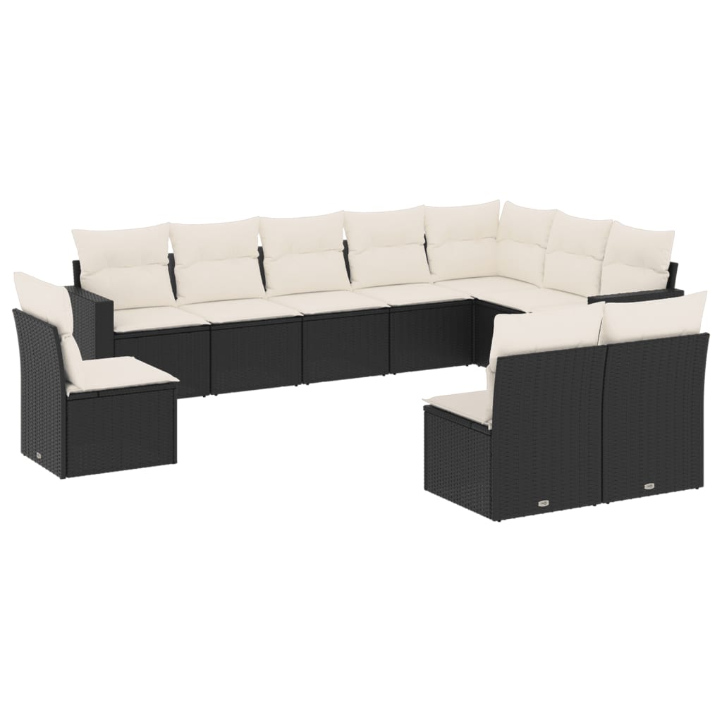 Garden Sofa Set Black PE Rattan Large Modular Garden Sofa Set