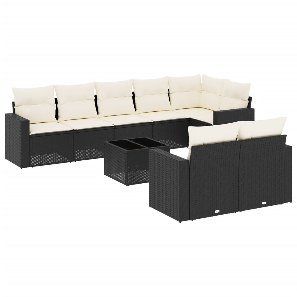 Garden Sofa Set Black PE rattan Large Adjustable Armrests