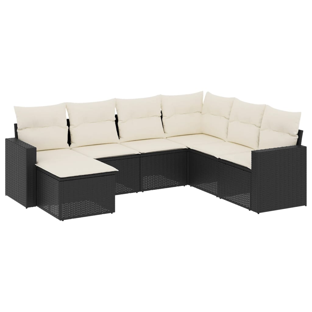 Garden Sofa Set Black PE Rattan Large Modular Garden Sofa Set