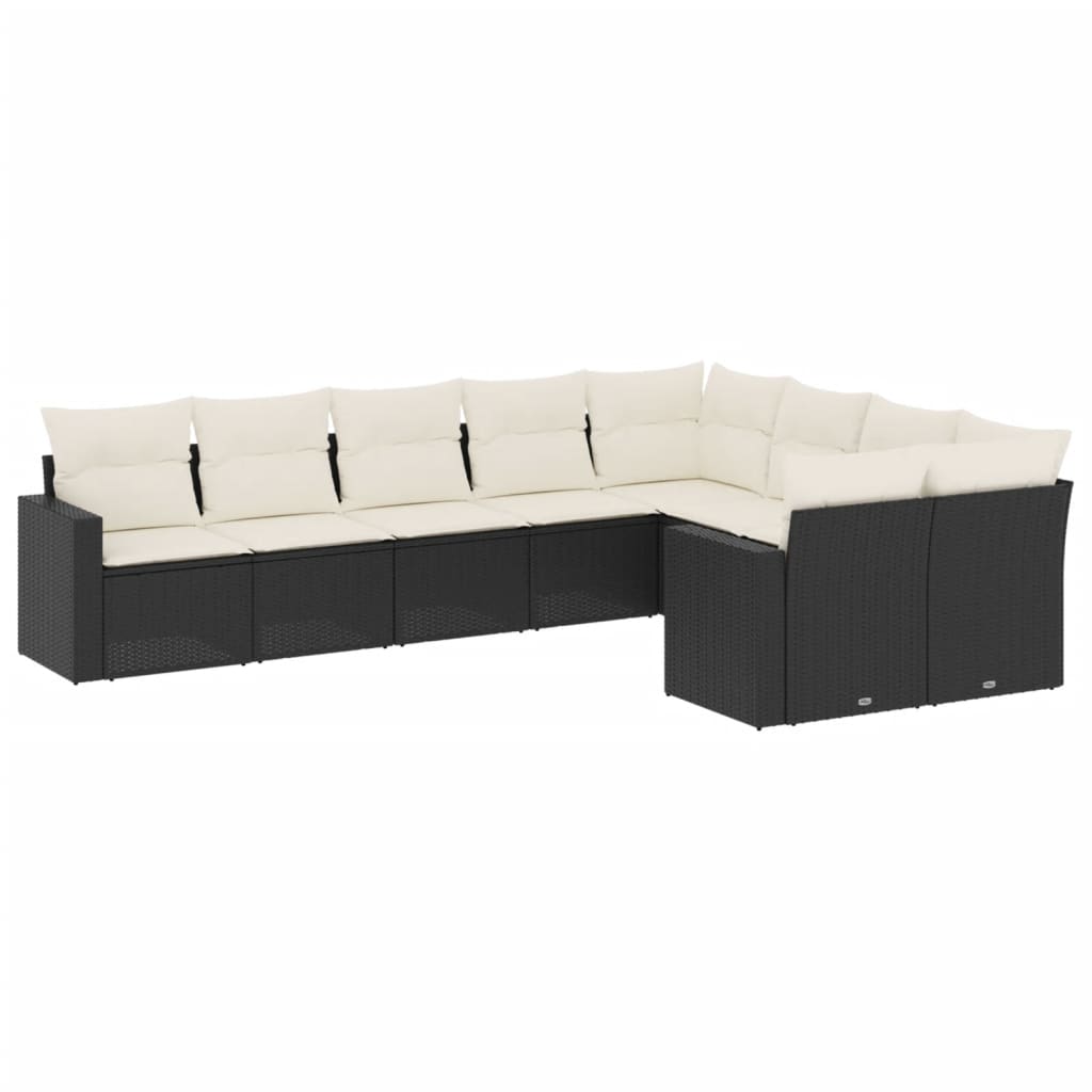 Garden Sofa Set Black PE Rattan Large Modular Garden Sofa Set