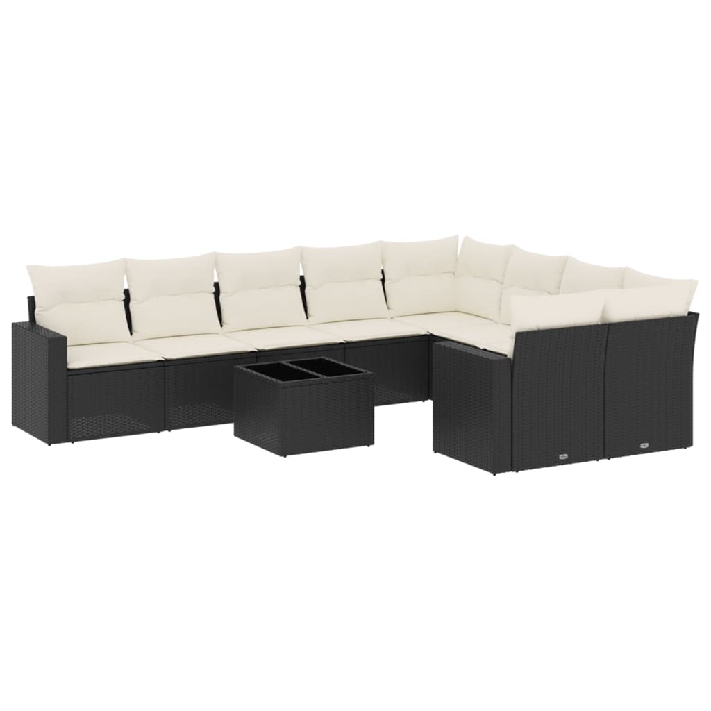 Garden Sofa Set Black PE rattan Large UV-resistant materials