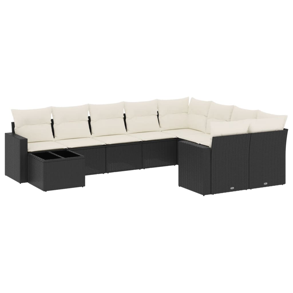 Garden Sofa Set Black PE Rattan Medium to Large Adjustable Feet
