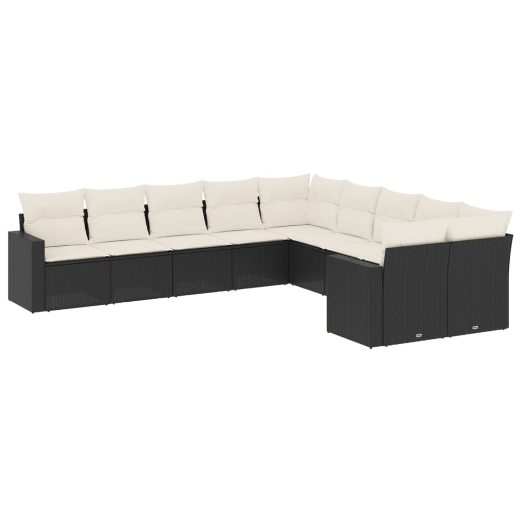 Garden Sofa Set Black PE Rattan Large Modular Garden Sofa Set