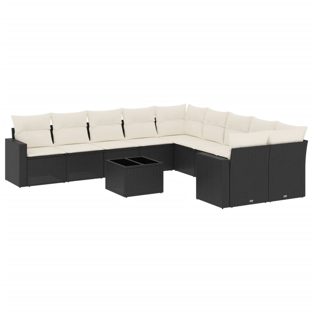 Garden Sofa Set Black PE Rattan Large Modular Garden Sofa Set