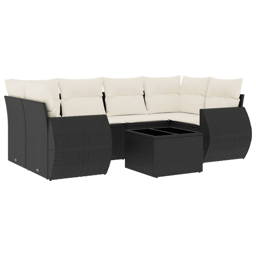 Garden Sofa Set Black PE rattan 7 Piece Modular Garden Sofa Set