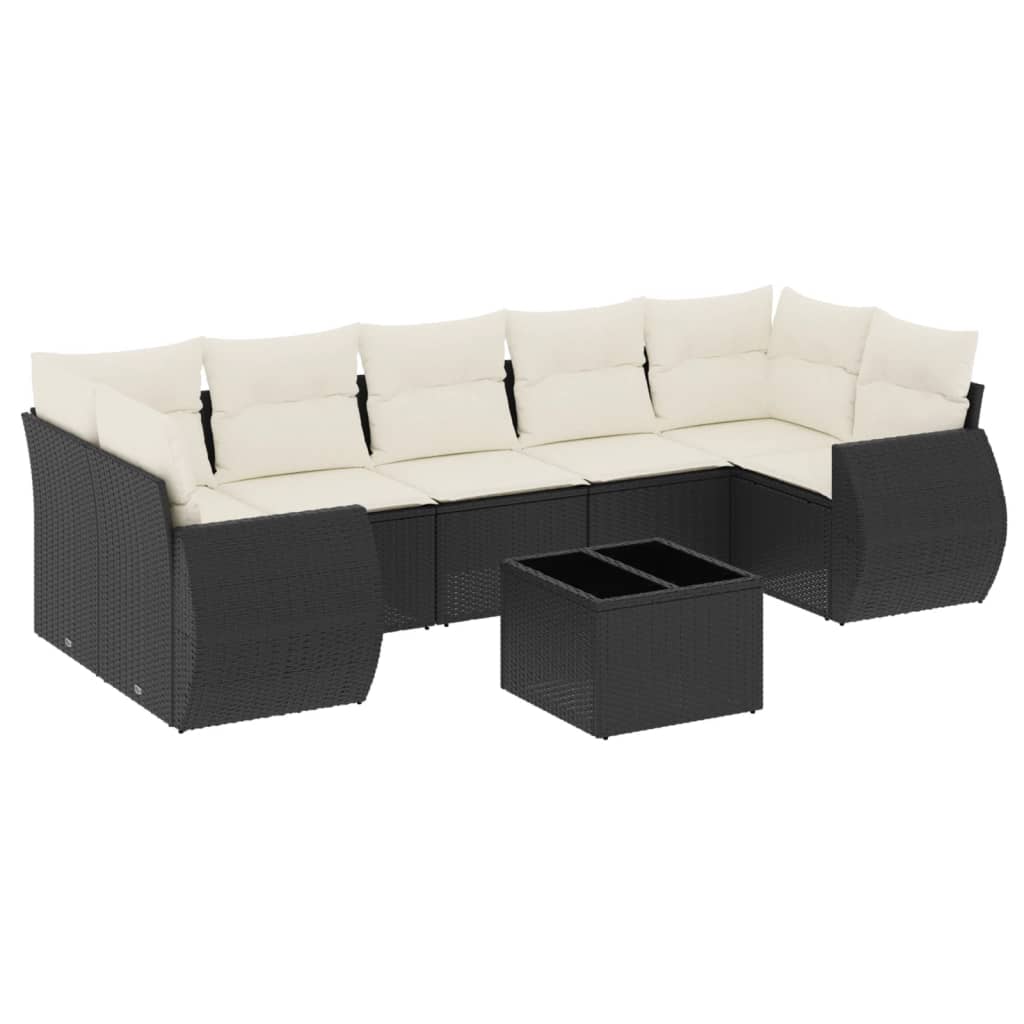 Garden Sofa Set Black PE rattan Medium Adjustable Feet