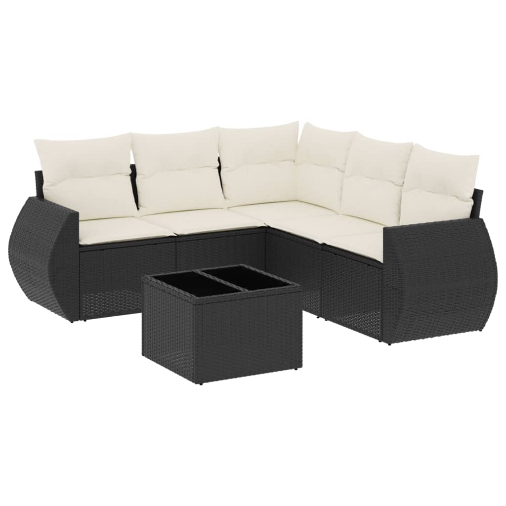 Garden Sofa Set Black PE Rattan 6 Piece Set Modular