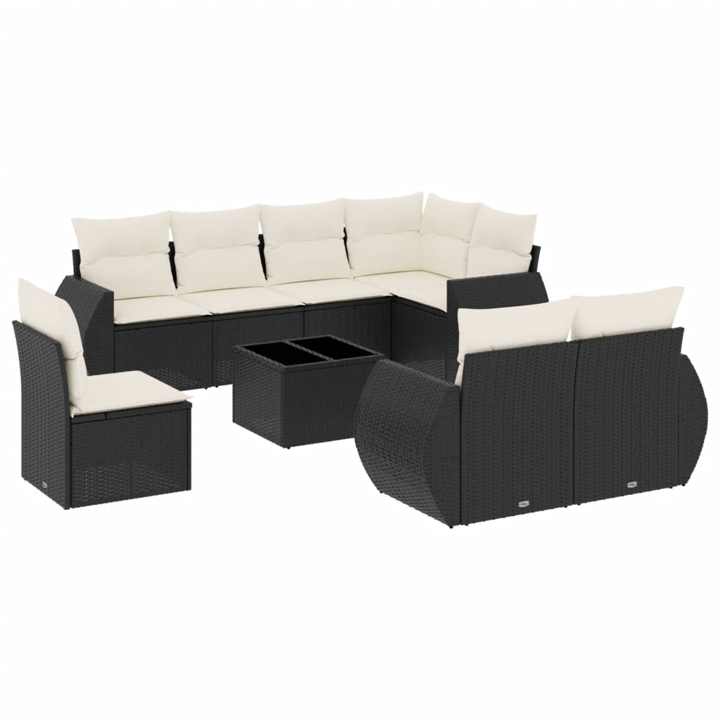 Garden Sofa Set Black Poly Rattan Large Modular Garden Sofa Set