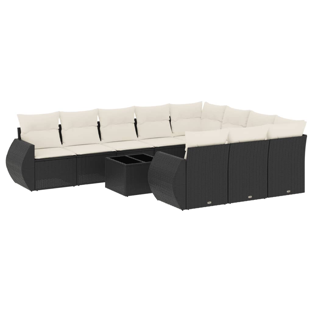 Garden Sofa Set Black PE rattan 11 Piece Garden Sofa Set