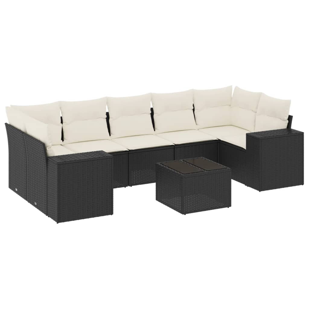 Garden Sofa Set Black PE Rattan Large Modular Garden Sofa Set