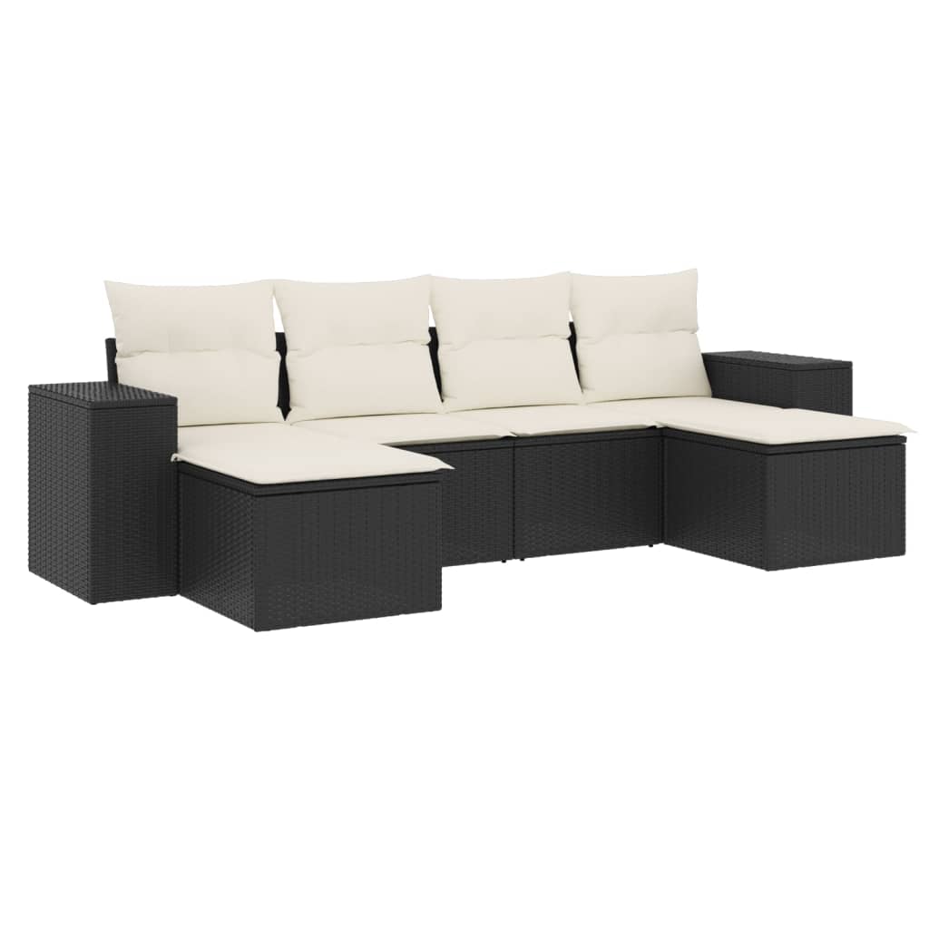 Garden Sofa Set Black PE rattan Large Adjustable Feet