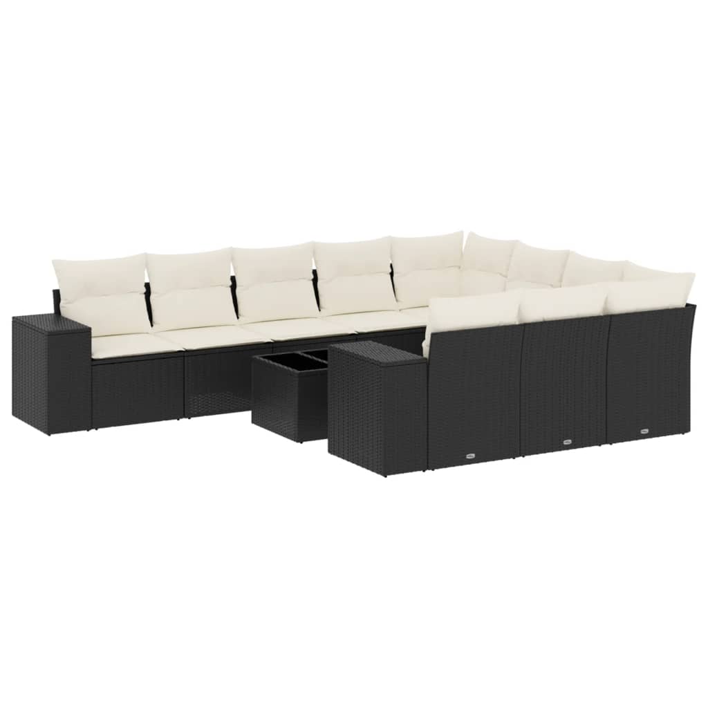 Garden Sofa Set Black Poly Rattan Large Garden Sofa Set