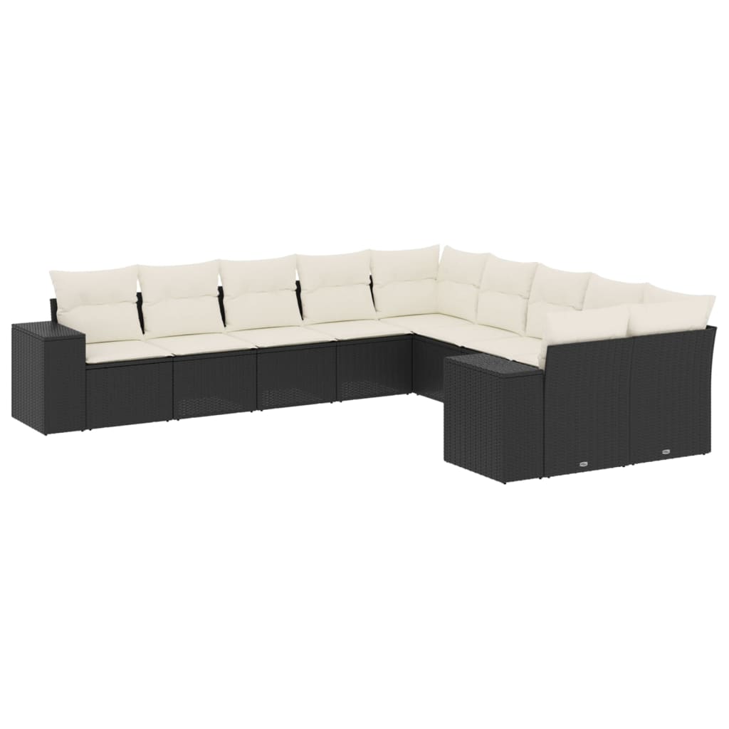 Garden Sofa Set Black PE Rattan Large Modular Garden Sofa Set