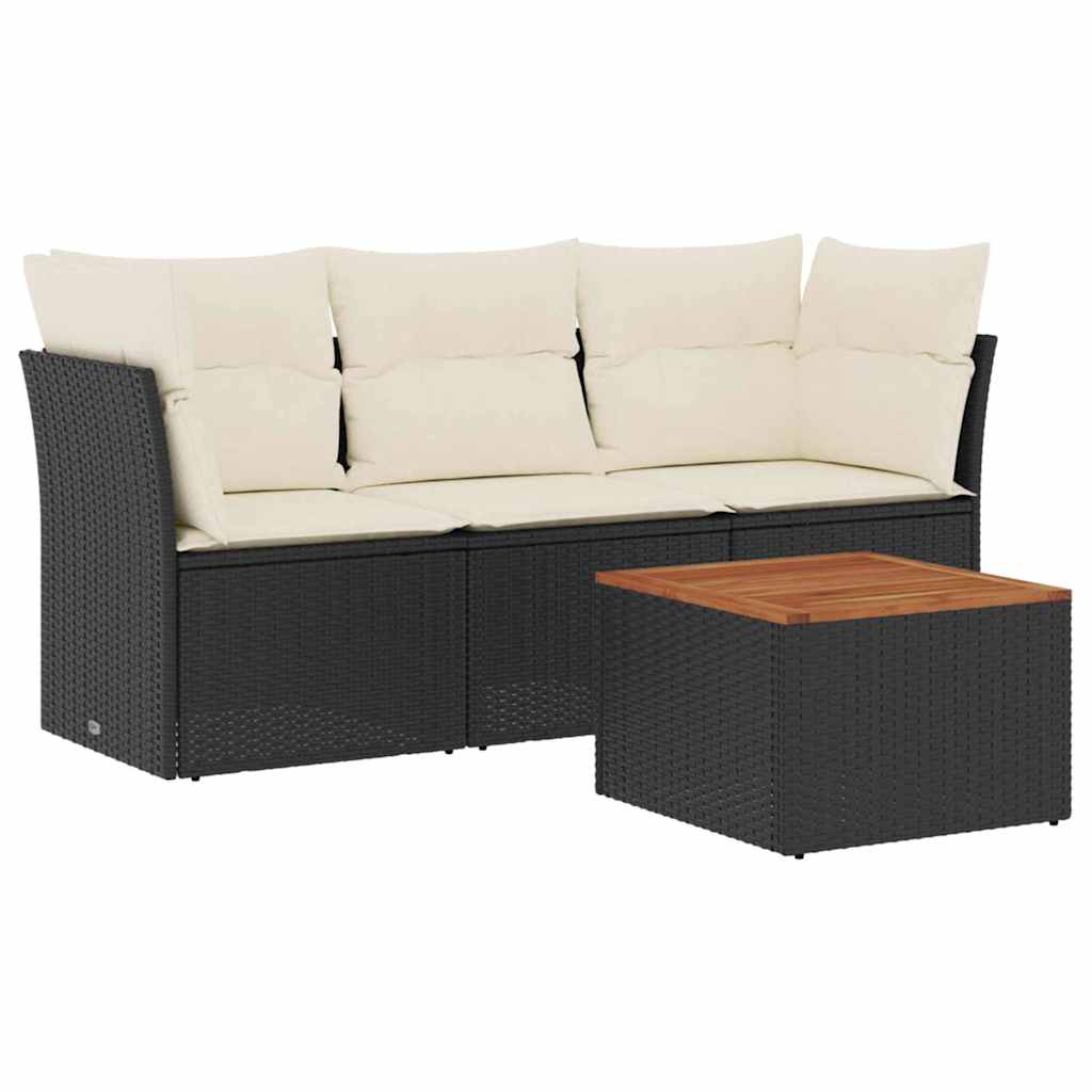 Garden Sofa Set Black PE Rattan Standard Modular