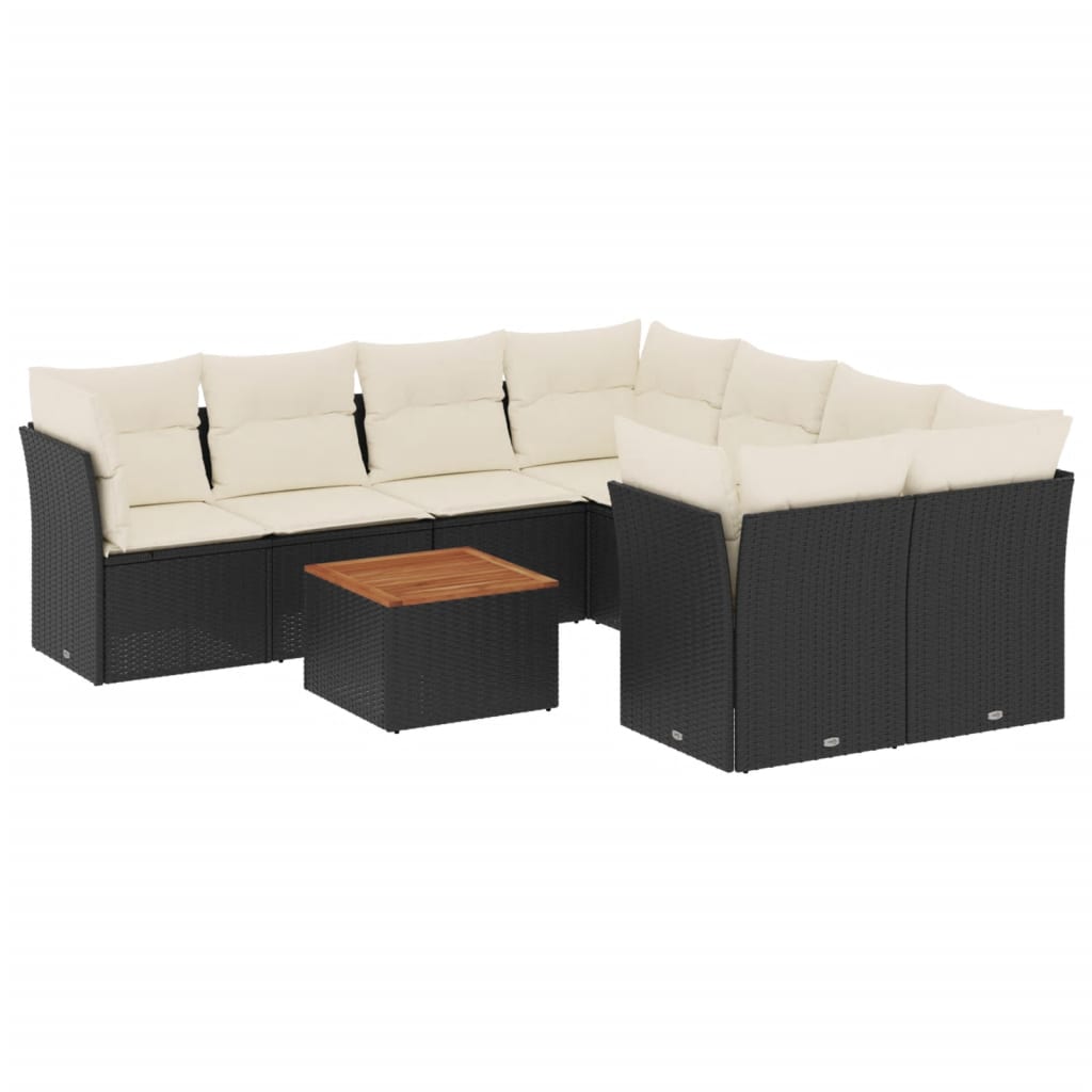 Garden Sofa Set Black Poly Rattan 9 Piece Set Garden Sofa Set
