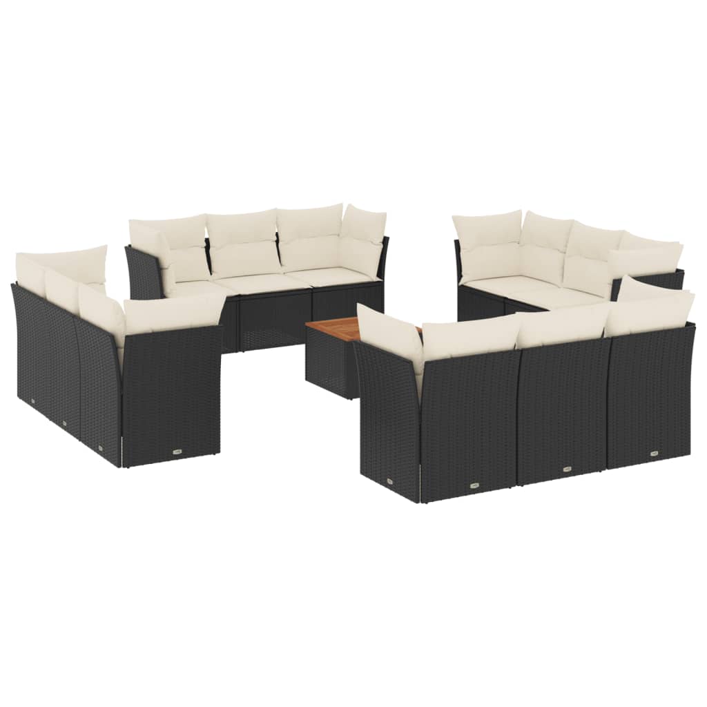 Garden Sofa Set Black and Cream