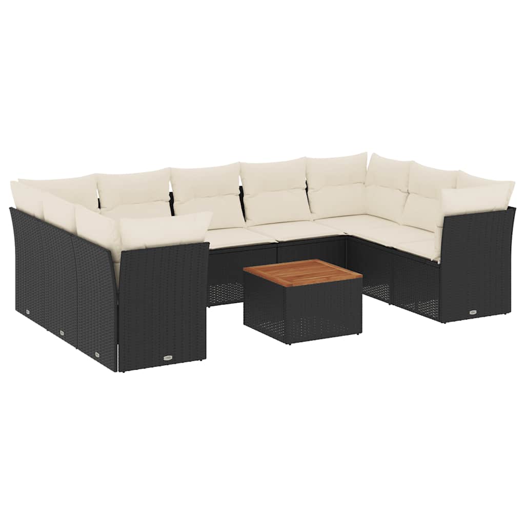 Garden Sofa Set Black PE Rattan 10 Piece Set Garden Sofa Set