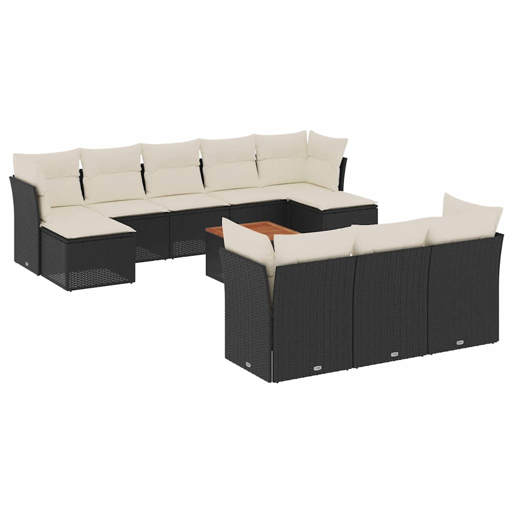 Garden Sofa Set Black frame, cream white cushions