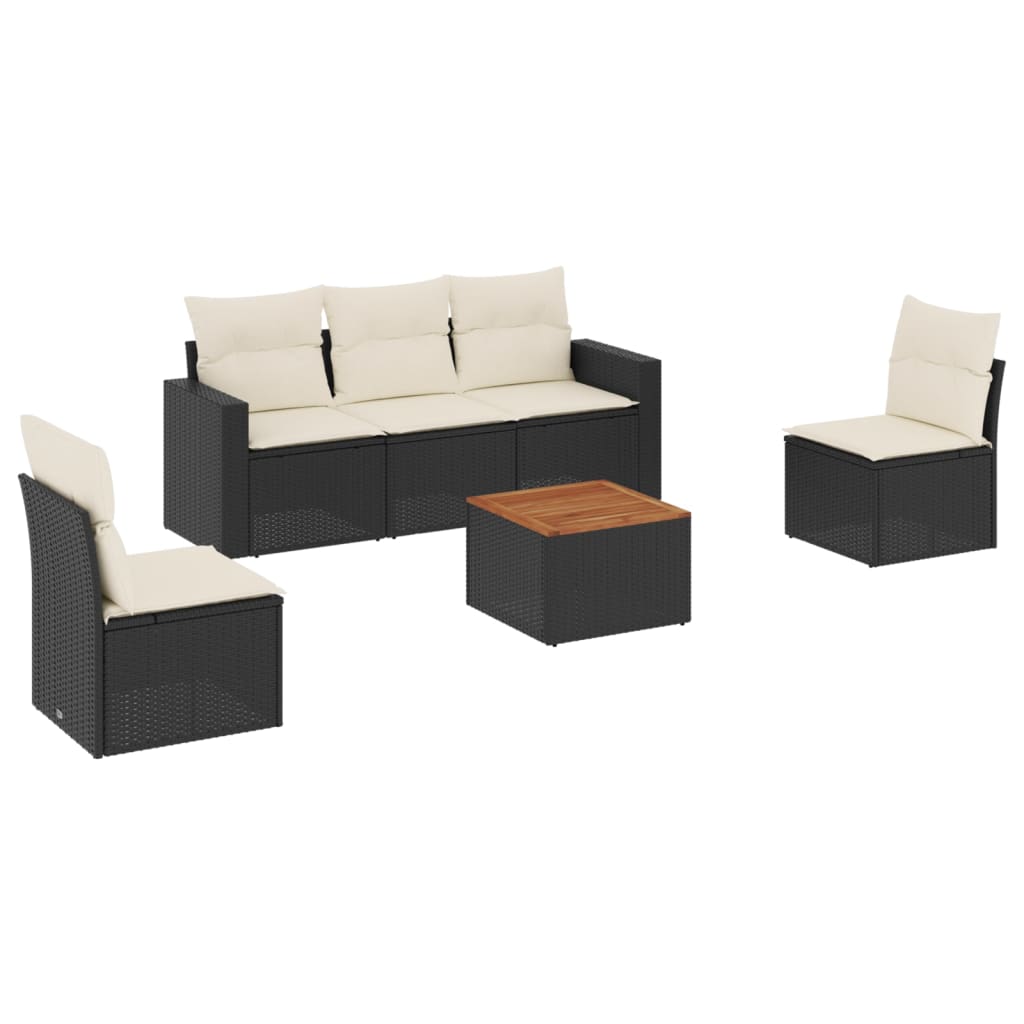 Garden Sofa Set Black PE Rattan 6 Piece Set Modular