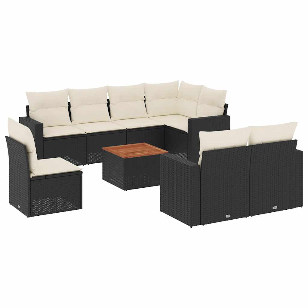 Garden Sofa Set Black, Cream