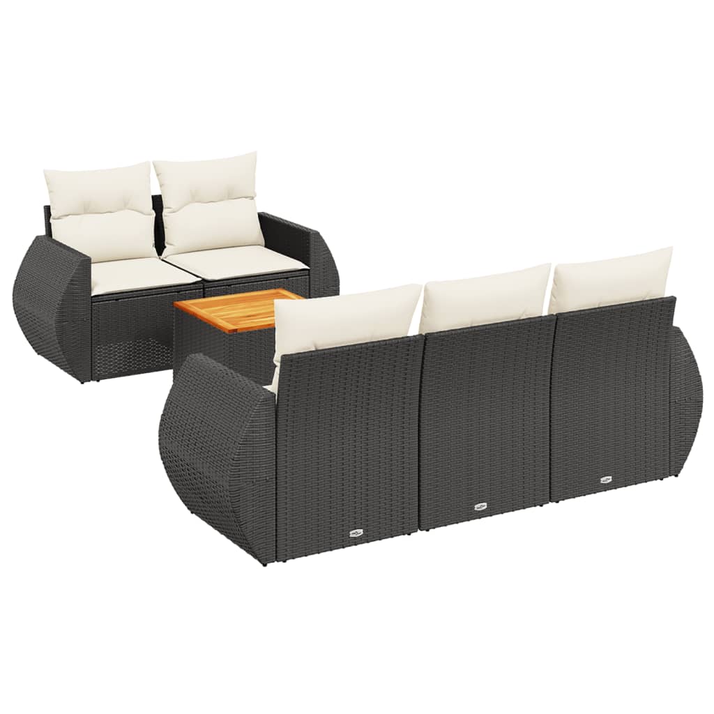Garden Sofa Set Black PE rattan 6 Piece Modular Garden Sofa Set