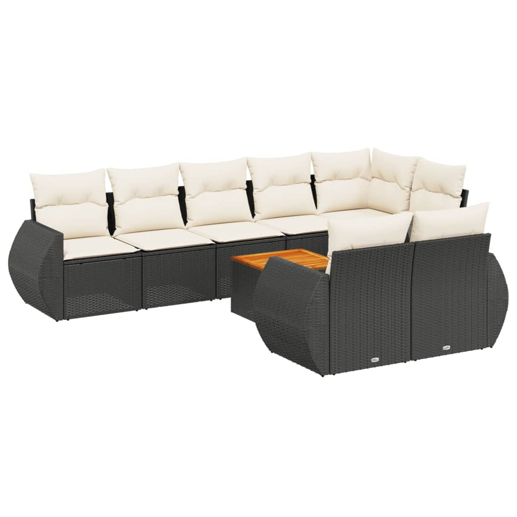 Garden Sofa Set Black and Cream White PE Rattan Large Modular