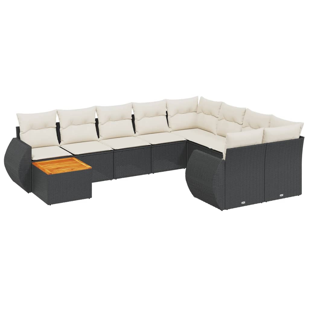 Garden Sofa Set Black and Cream White