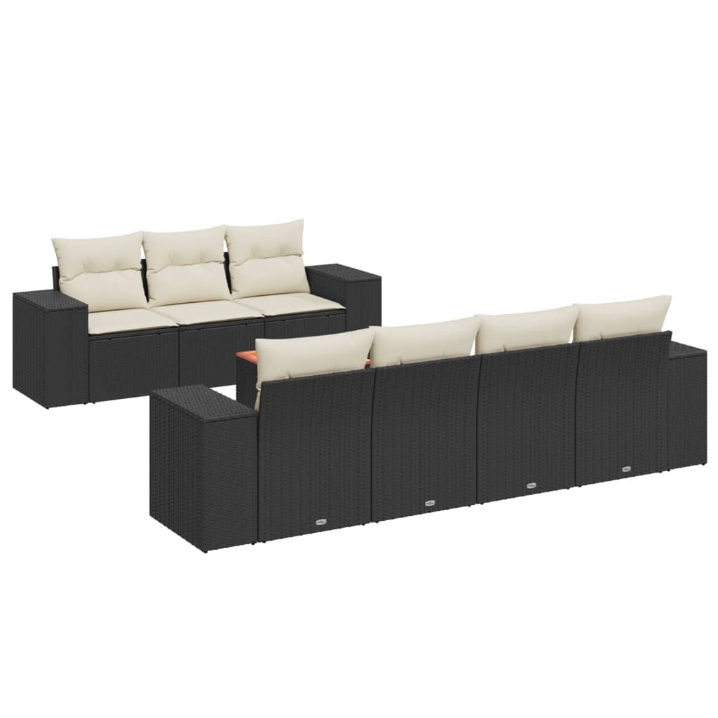 Garden Sofa Set Black PE Rattan L 32.7 x W 24.4 x H 27.2 in