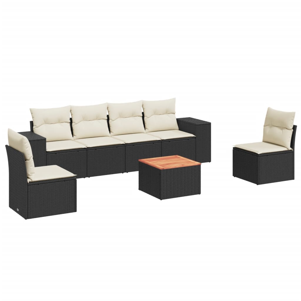 Garden Sofa Set Black PE rattan 7 Piece Modular Garden Sofa Set