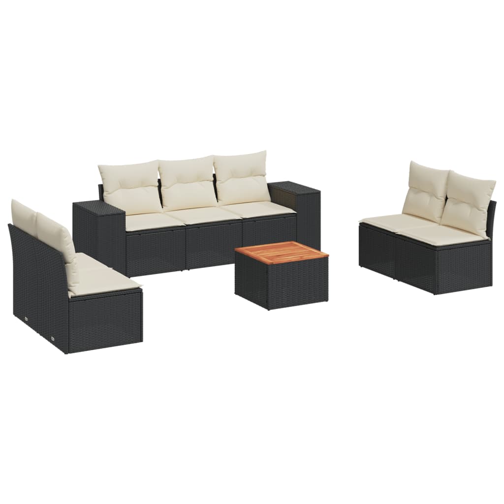 Garden Sofa Set Black Poly Rattan 8-Piece Set Modular