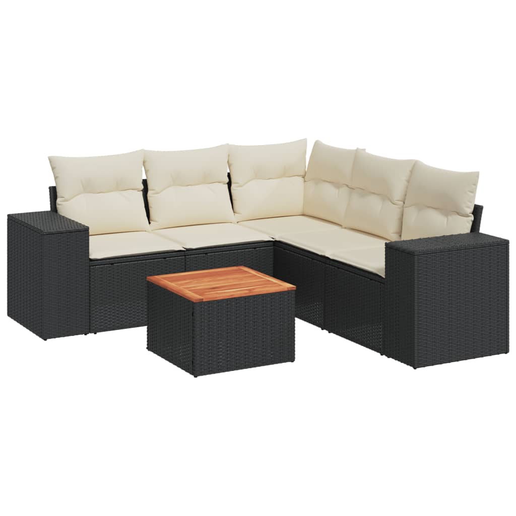 Garden Sofa Set Black PE rattan 6 Piece Modular Garden Sofa Set