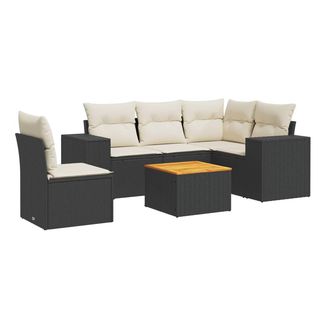 Garden Sofa Set Black PE rattan 6-Piece Modular Garden Sofa Set