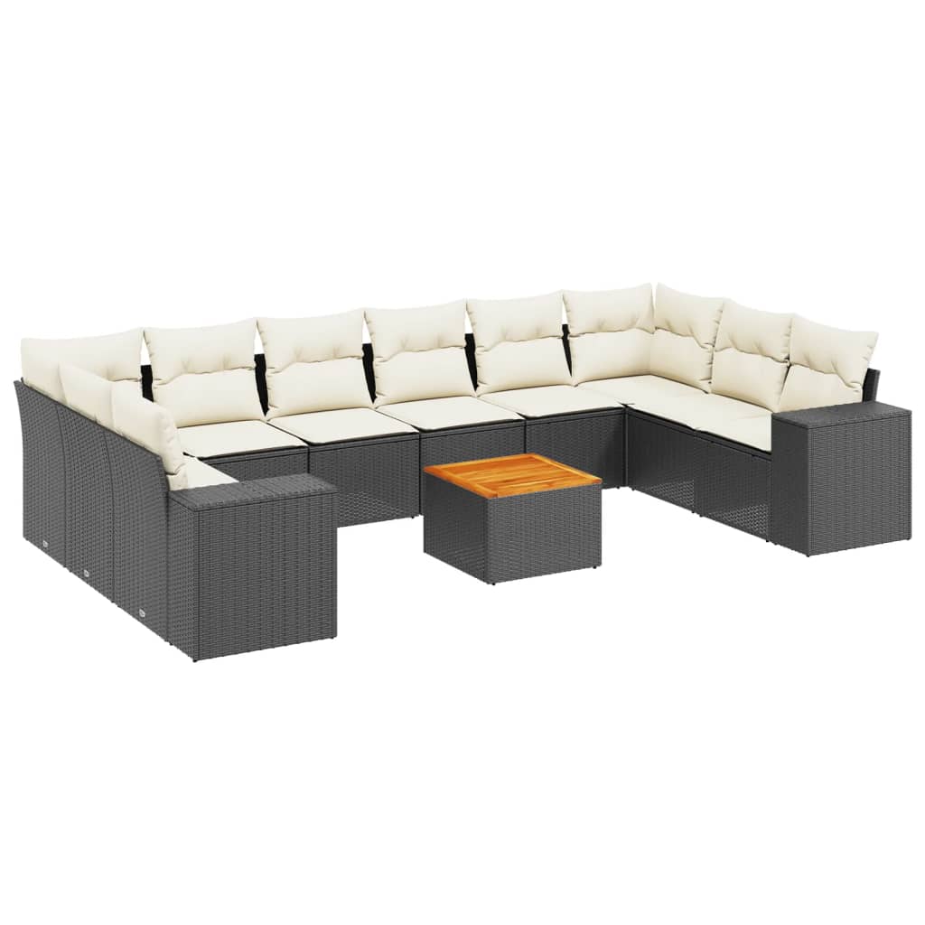 Garden Sofa Set Black Poly Rattan Large Garden Sofa Set