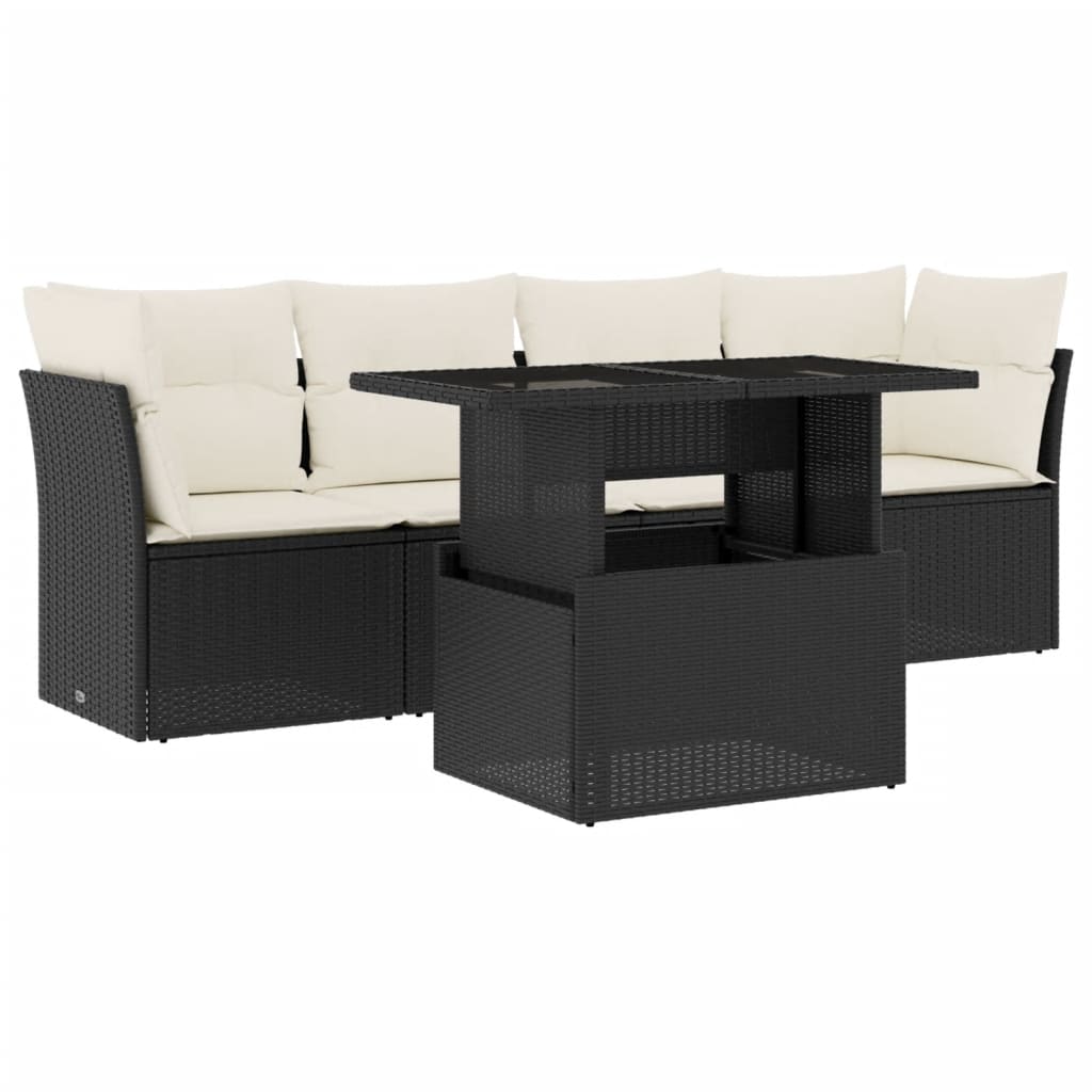 Garden Sofa Set Black and Cream White