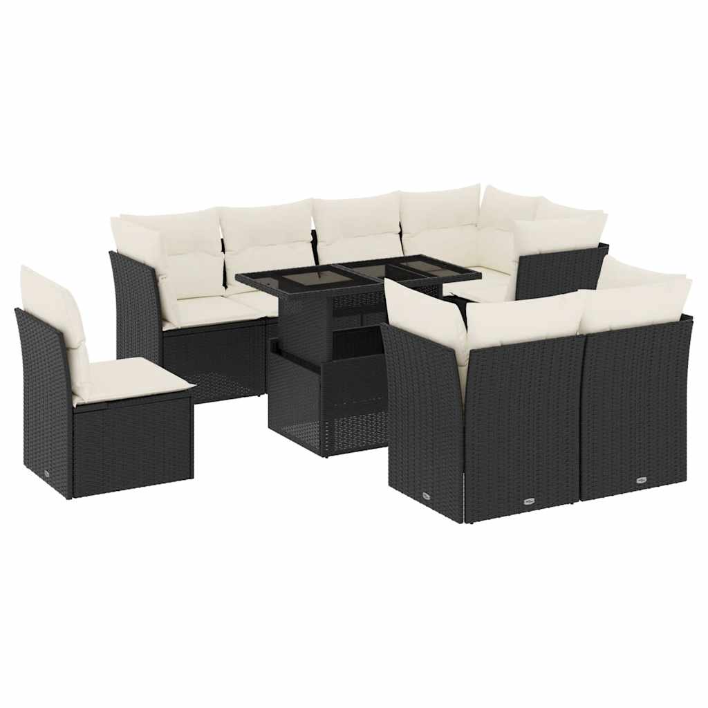 Garden Sofa Set Black and Cream White