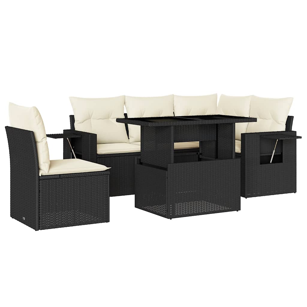 Garden Sofa Set Black and Cream White