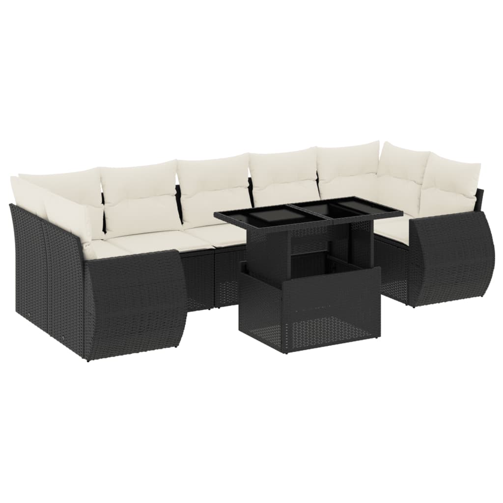 Garden Sofa Set Black and Cream White