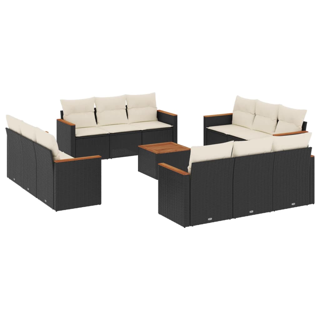 Garden Sofa Set Black PE rattan 13 Piece Modular