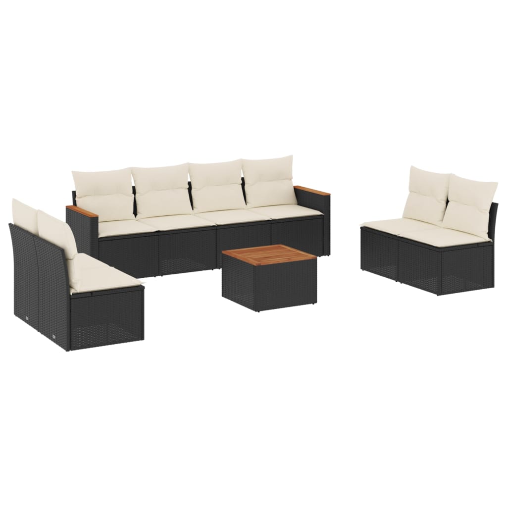 Garden Sofa Set Black, Cream White PE rattan Large