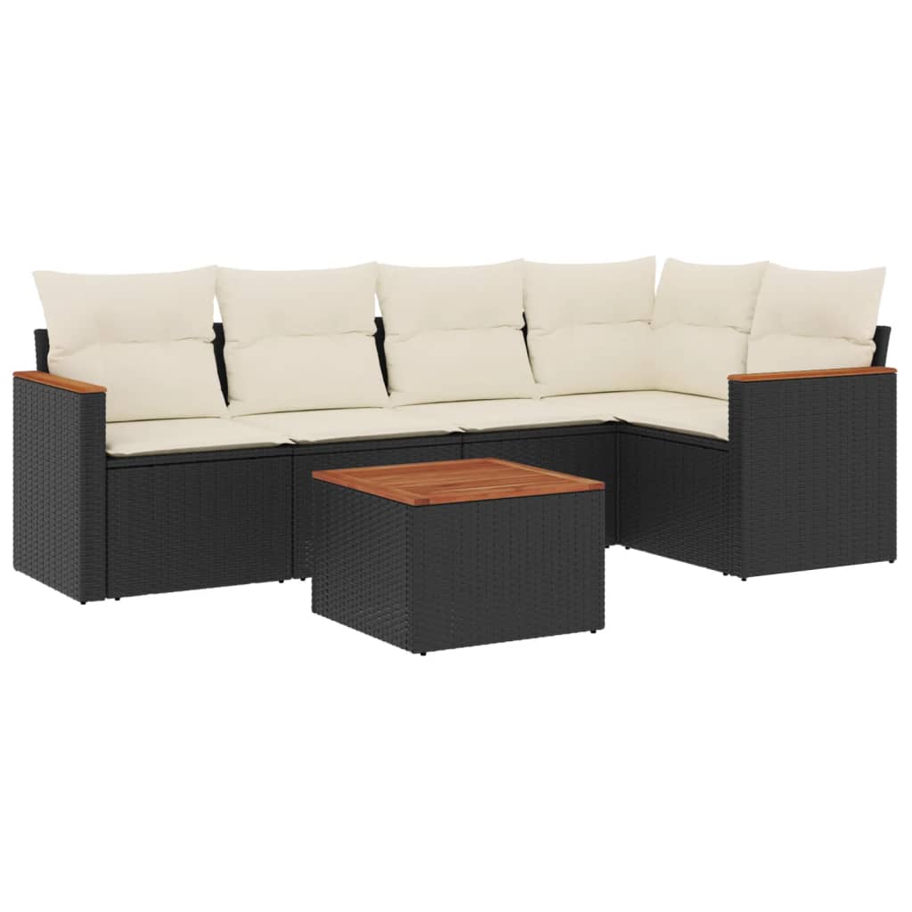 Garden Sofa Set Black PE rattan 6-piece set Modular