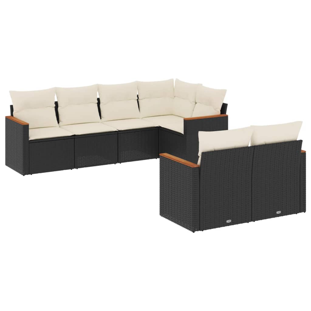 Garden Sofa Set Black PE Rattan 7 Piece Set