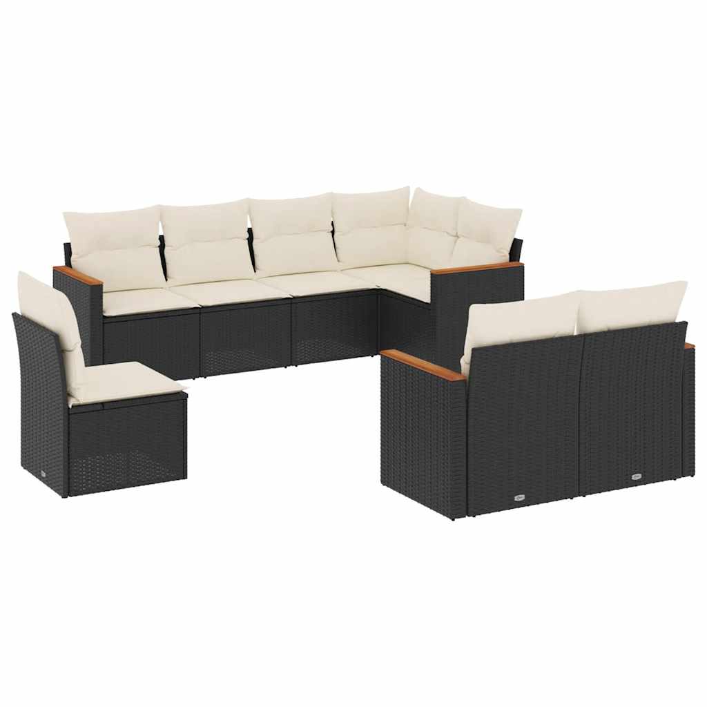 Garden Sofa Set Black and Cream White