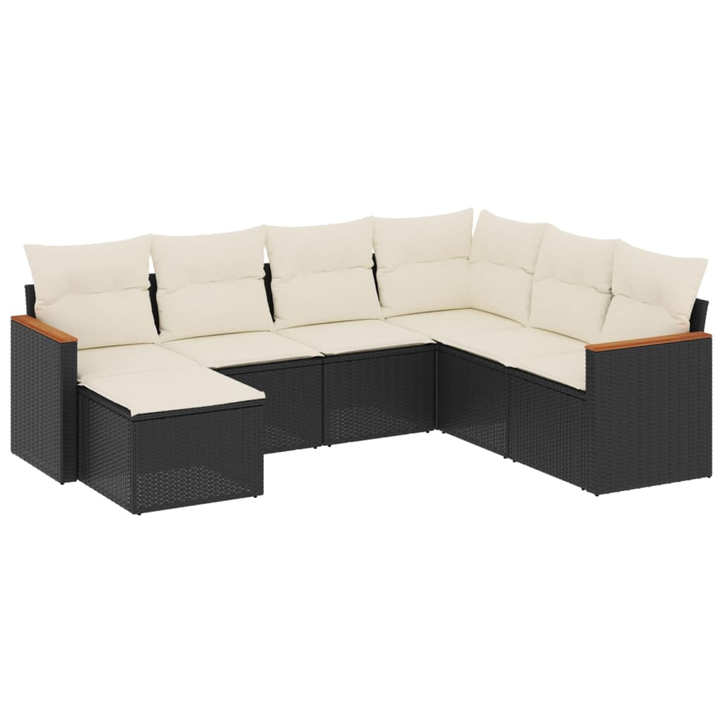 Garden Sofa Set Black and Cream White