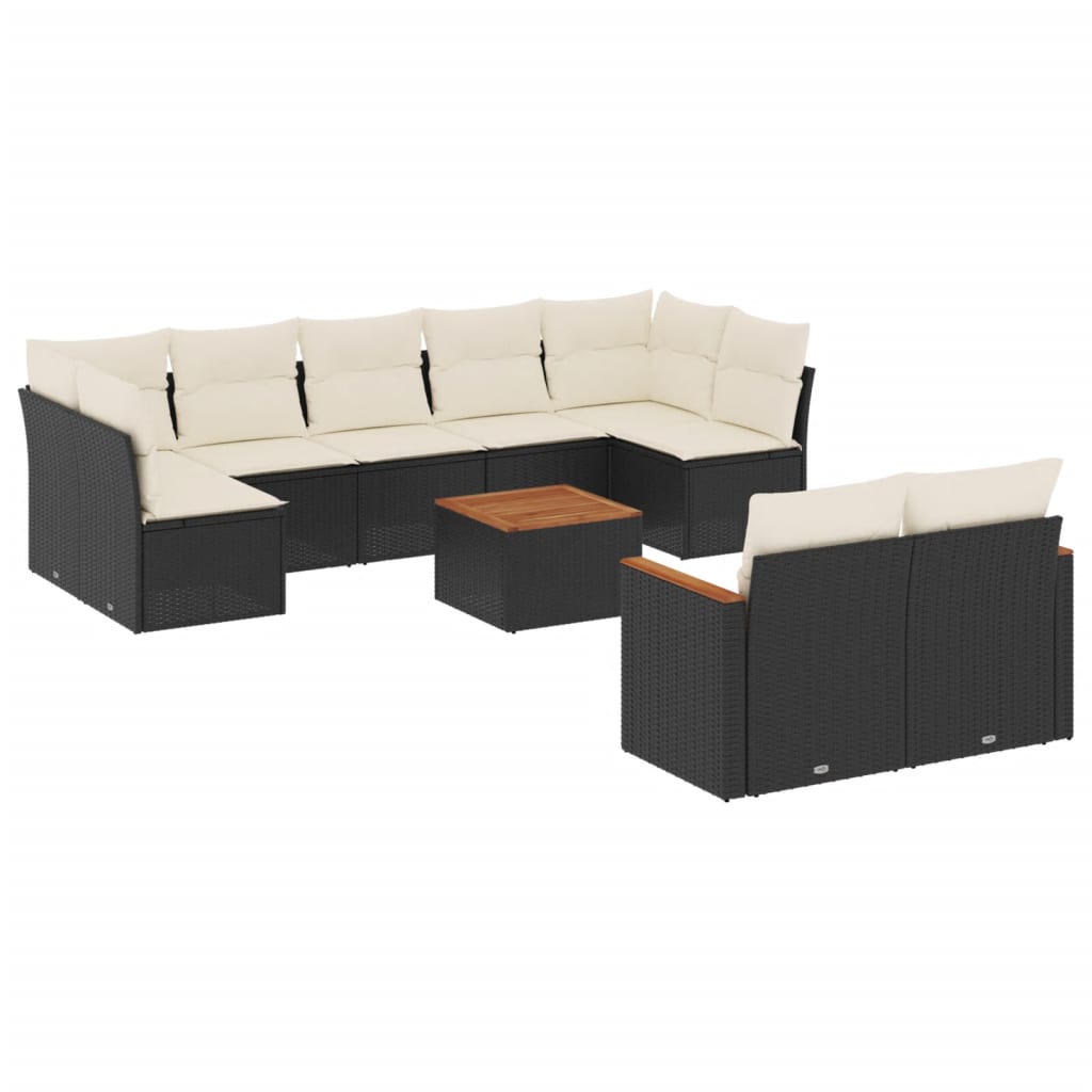 Garden Sofa Set Black frame, cream cushions